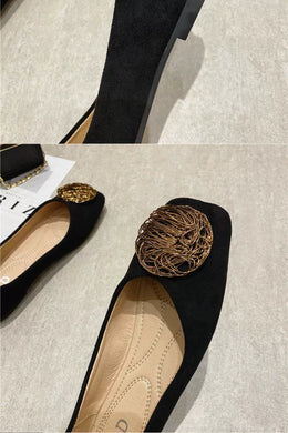 KissICON Women's Flat Shoes 2021 Spring New Square Toe
