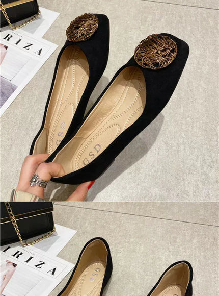 KissICON Women's Flat Shoes 2021 Spring New Square Toe