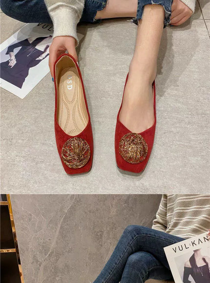 KissICON Women's Flat Shoes 2021 Spring New Square Toe