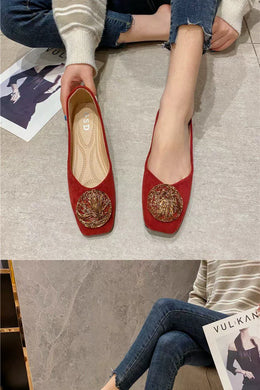 KissICON Women's Flat Shoes 2021 Spring New Square Toe