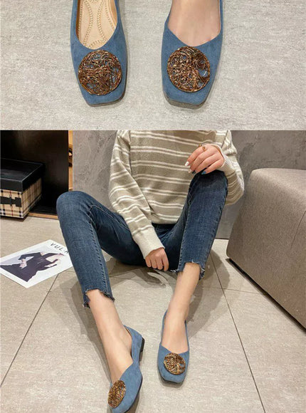 KissICON Women's Flat Shoes 2021 Spring New Square Toe