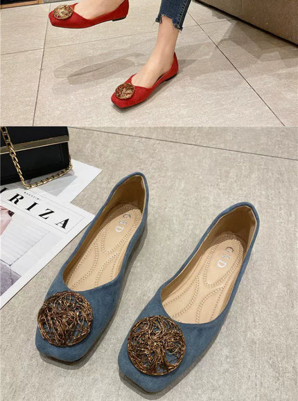 KissICON Women's Flat Shoes 2021 Spring New Square Toe