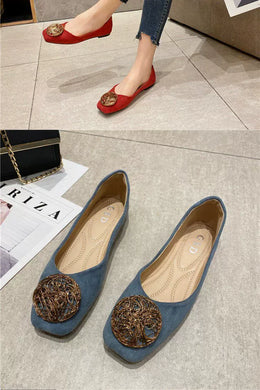 KissICON Women's Flat Shoes 2021 Spring New Square Toe