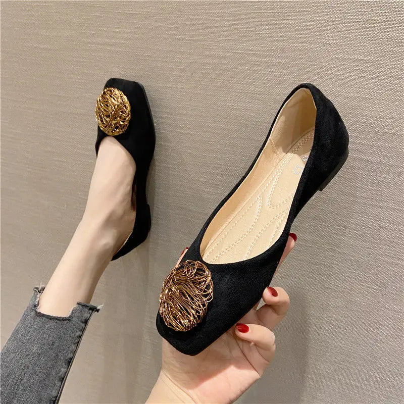 KissICON Women's Flat Shoes 2021 Spring New Square Toe