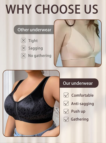 KissICON Women's Front Closure Full-coverage Wire-free Bra –