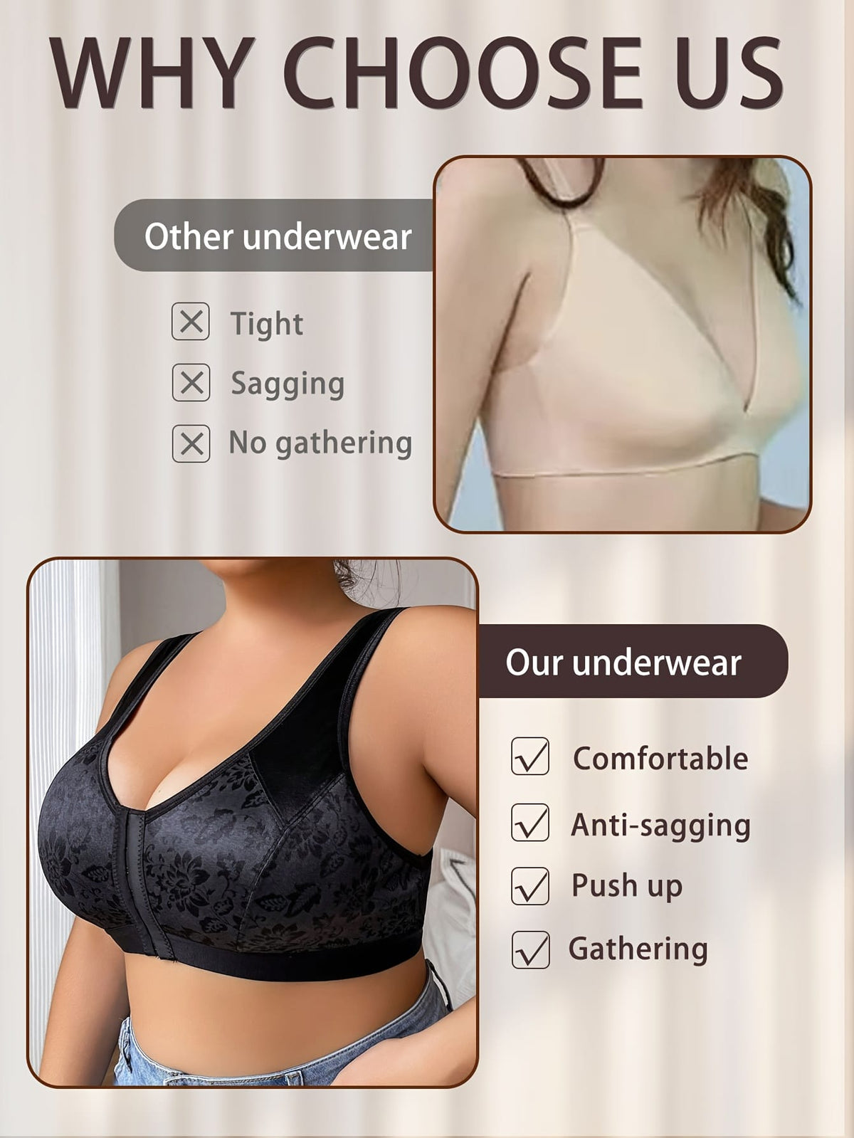 KissICON Women's Front Closure Full-coverage Wire-free Bra –