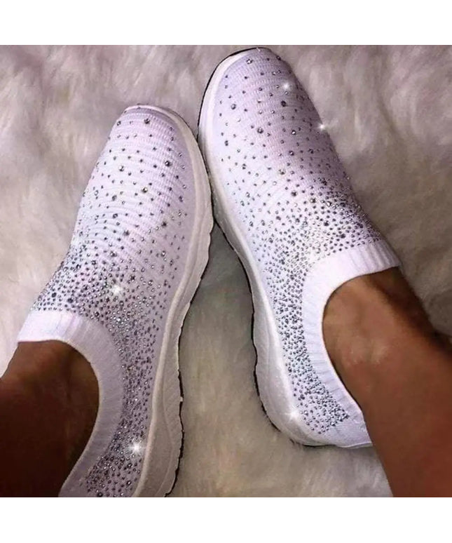 Dropshipman Women's Glitter Sneakers Slip-on EVA Elastic Topline Mesh Fashion Bling Sports Shoes Running Shoes for Gym