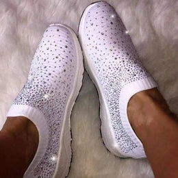 Dropshipman Women's Glitter Sneakers Slip-on EVA Elastic Topline Mesh Fashion Bling Sports Shoes Running Shoes for Gym