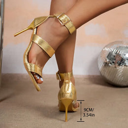 KissICON Women's Gold Pu Leather Party Banquet Shoes Plus