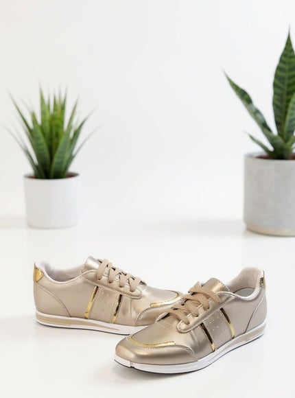 KissICON Women's Gold Trainers – Chic Plus-Size Footwear