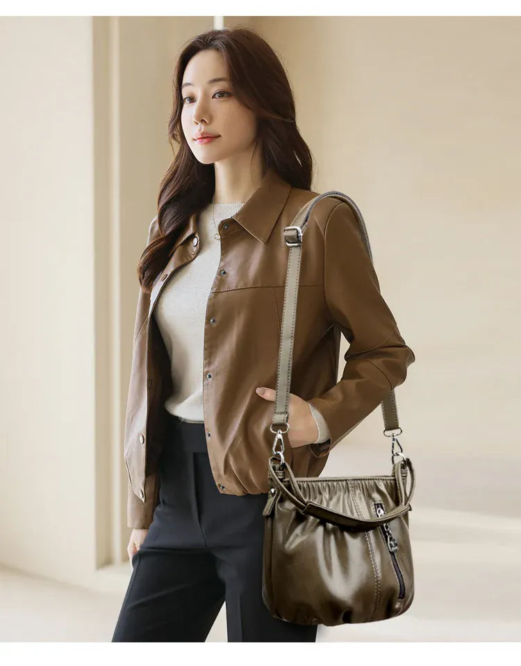 KissICON Women's Handbags Solid Color PU Leather Shoulder