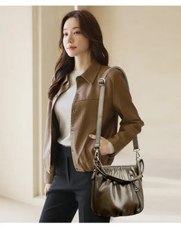 KissICON Women's Handbags Solid Color PU Leather Shoulder
