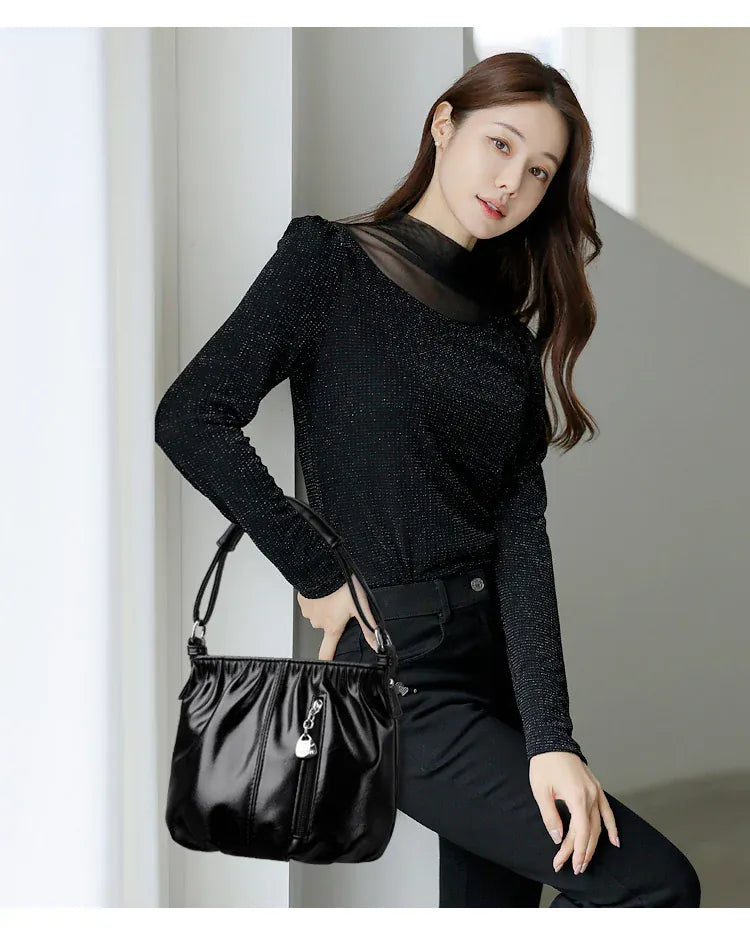 KissICON Women's Handbags Solid Color PU Leather Shoulder