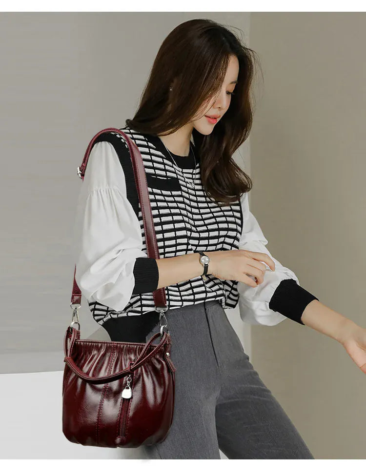 KissICON Women's Handbags Solid Color PU Leather Shoulder
