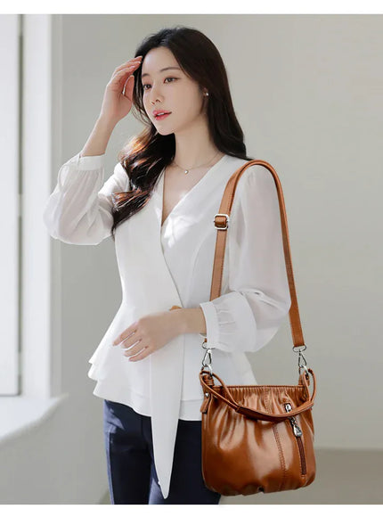 KissICON Women's Handbags Solid Color PU Leather Shoulder