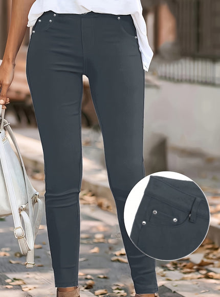 jkthpu-45 Women'S High-Waist Stretch Skinny Jeans with Metal Button