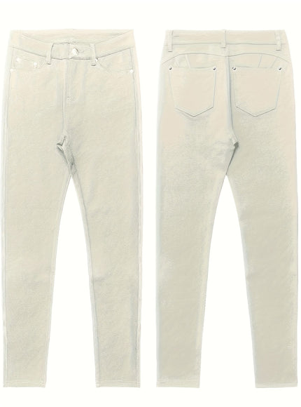 jkthpu-45 Women'S High-Waist Stretch Skinny Jeans with Metal Button