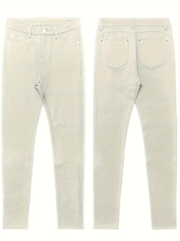 jkthpu-45 Women'S High-Waist Stretch Skinny Jeans with Metal Button