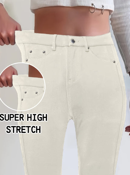 jkthpu-45 Women'S High-Waist Stretch Skinny Jeans with Metal Button