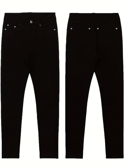 jkthpu-45 Women'S High-Waist Stretch Skinny Jeans with Metal Button