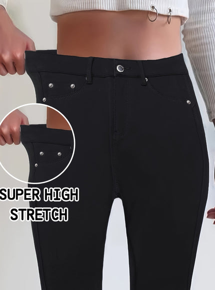 jkthpu-45 Women'S High-Waist Stretch Skinny Jeans with Metal Button