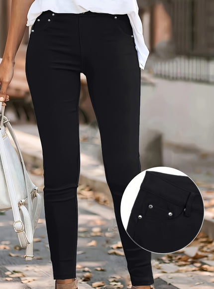 jkthpu-45 Women'S High-Waist Stretch Skinny Jeans with Metal Button