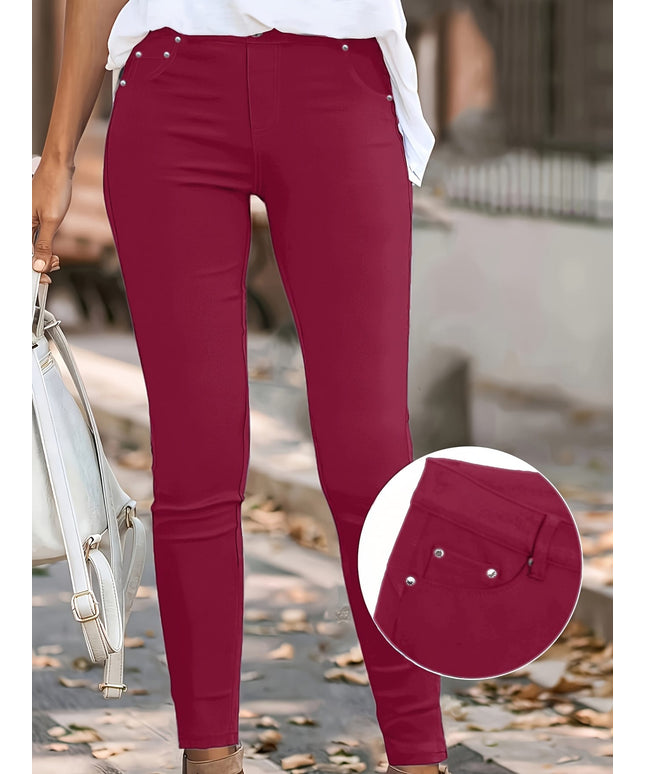 jkthpu-45 Women'S High-Waist Stretch Skinny Jeans with Metal Button