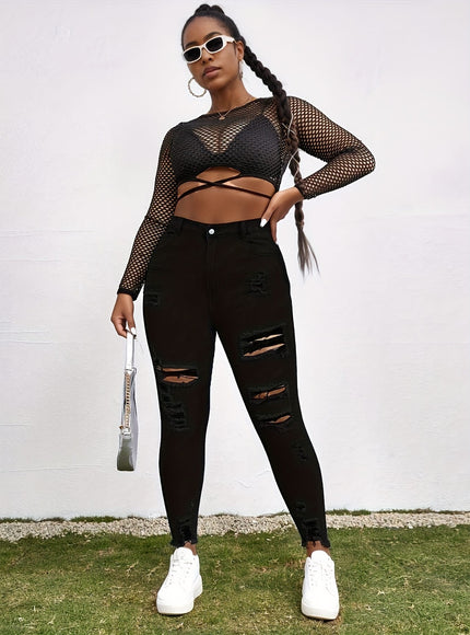 jkthpu-45 Women's High-Waisted Skinny Jeans - Stretchy Non-See-Through Leggings