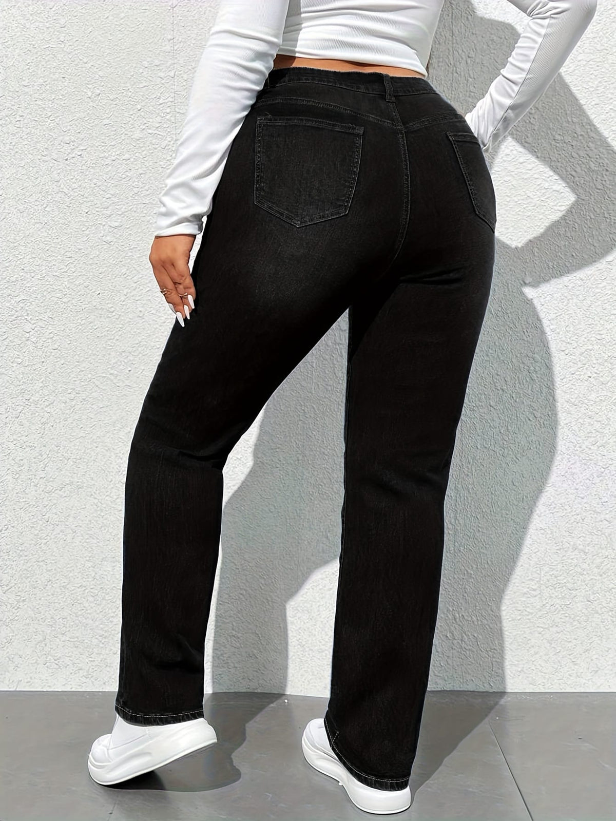 jkthpu-45 Women'S High-Waisted Straight Leg Jeans - Stretchy, Soft