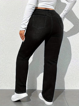 jkthpu-45 Women'S High-Waisted Straight Leg Jeans - Stretchy, Soft