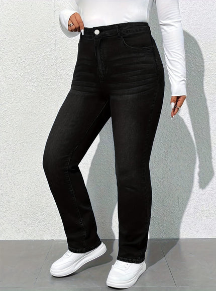 jkthpu-45 Women'S High-Waisted Straight Leg Jeans - Stretchy, Soft