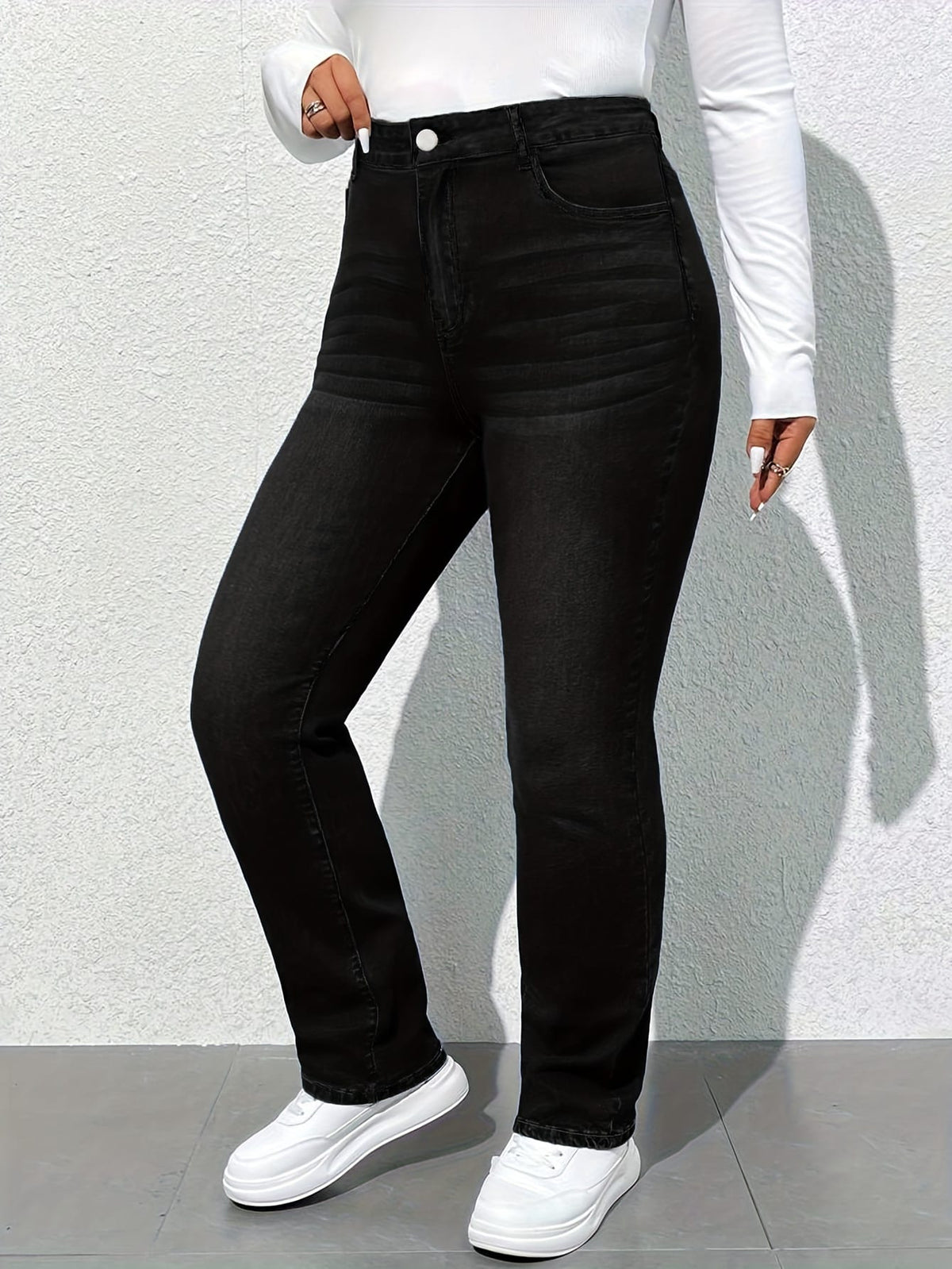 jkthpu-45 Women'S High-Waisted Straight Leg Jeans - Stretchy, Soft