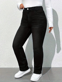jkthpu-45 Women'S High-Waisted Straight Leg Jeans - Stretchy, Soft
