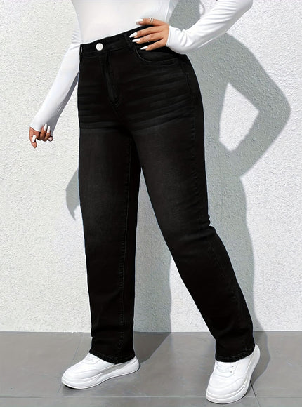 jkthpu-45 Women'S High-Waisted Straight Leg Jeans - Stretchy, Soft
