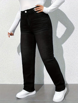 jkthpu-45 Women'S High-Waisted Straight Leg Jeans - Stretchy, Soft