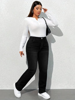 jkthpu-45 Women'S High-Waisted Straight Leg Jeans - Stretchy, Soft