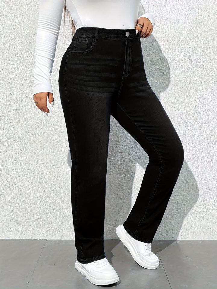 Women'S High-Waisted Straight Leg Jeans - Stretchy, Soft