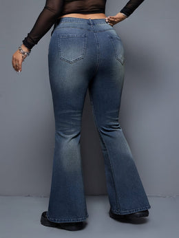 jkthpu-45 Women'S High-Waisted Stretch Denim Flare Jeans - Elegant