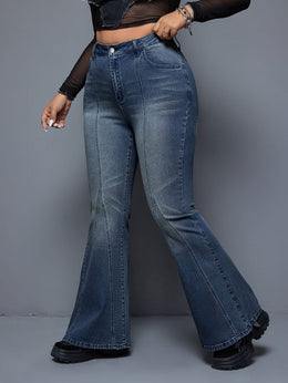 jkthpu-45 Women'S High-Waisted Stretch Denim Flare Jeans - Elegant