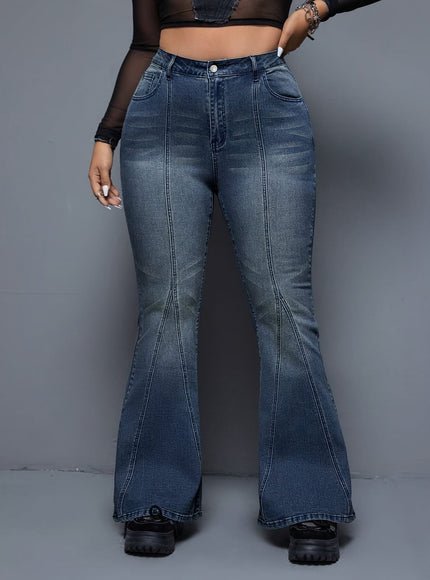 jkthpu-45 Women'S High-Waisted Stretch Denim Flare Jeans - Elegant