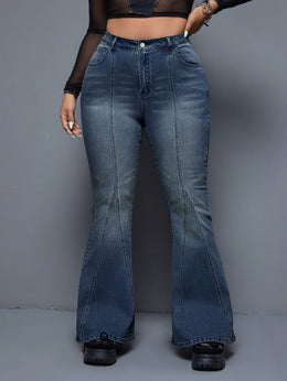 jkthpu-45 Women'S High-Waisted Stretch Denim Flare Jeans - Elegant