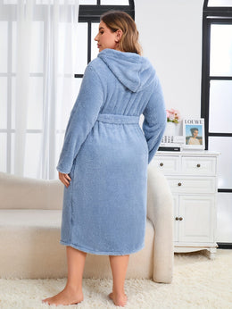 KissICON Women'S Lightweight Plush Robe - Elegant Hooded Winter