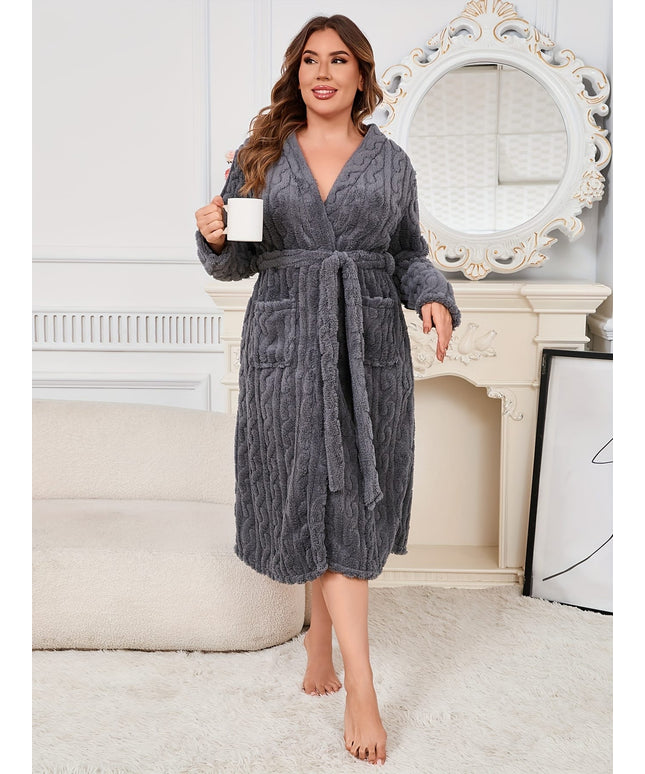 KissICON Women'S Lightweight Plush Robe - Elegant V-Neck Long