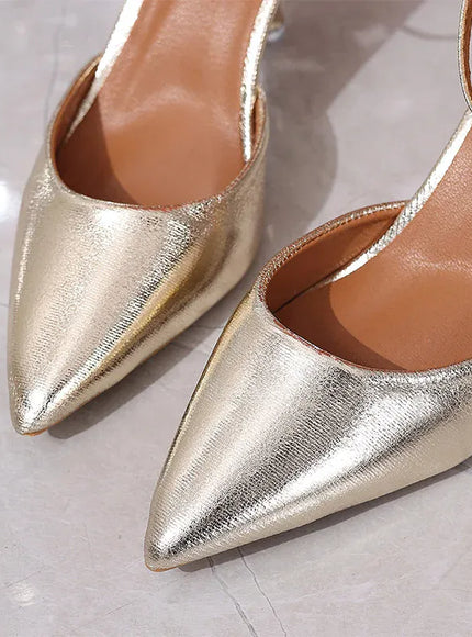 KissICON Women's Luxury Gold High Heel Sandals Satin Ankle