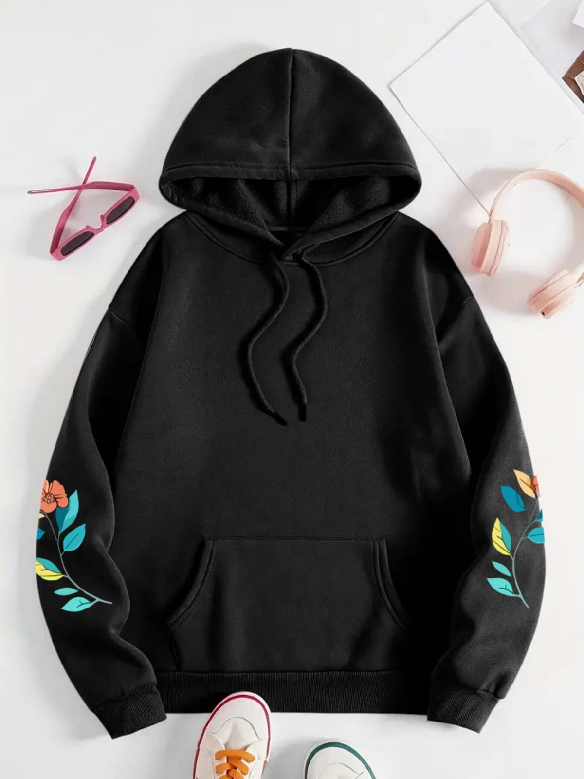 jkthpu-45 Women's Oversized Hooded Sweatshirt - Soft Casual Long