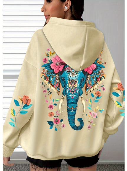 jkthpu-45 Women's Oversized Hooded Sweatshirt - Soft Casual Long
