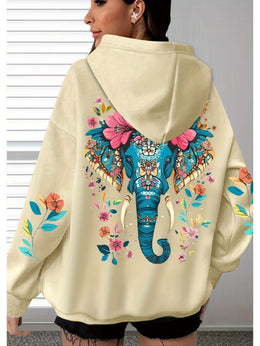 jkthpu-45 Women's Oversized Hooded Sweatshirt - Soft Casual Long