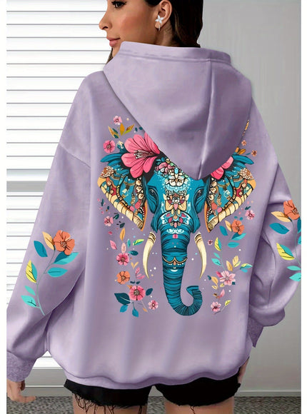 jkthpu-45 Women's Oversized Hooded Sweatshirt - Soft Casual Long