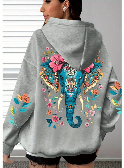 jkthpu-45 Women's Oversized Hooded Sweatshirt - Soft Casual Long