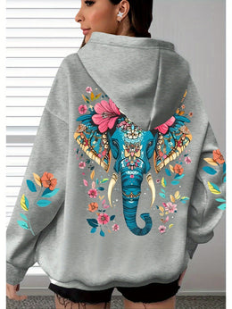 jkthpu-45 Women's Oversized Hooded Sweatshirt - Soft Casual Long